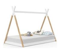 IDMarket Lit tipi enfant COME 90 x 190 cm avec sommier bois et blanc