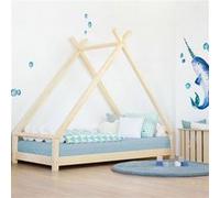 Lit Tipi enfant bois massif naturel 90 x 160 cm Blanc G