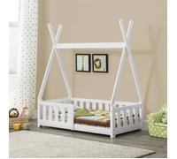 [en.casa] Lit Tipi pour Enfants avec Sommier à Lattes Confortable Protection Contre Les Chutes Capacité de Charge 80 kg Stable Design Moderne Bois de Pin Contreplaqué 140 x 70 cm