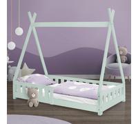 ML-Design Lit d'Enfants Tipi Vert Menthe avec Protection Contre les Chutes en Bois de Pin