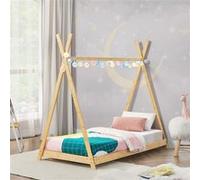 Lit tipi Vimpeli 90 x 200 cm pour enfant bambou naturel [en.casa]