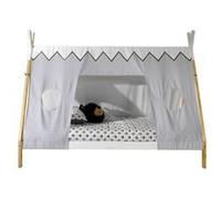 Lit Tipi90 X 200,ensemble Textile Assorti Nature/Blanc Blanc G