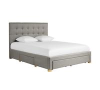 Lit tiroir 2 places 160x200 cm en tissu gris clair RENO