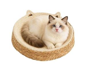 Lit tissé pour Chat - 35 x 35 x 10 cm en Corde de Coton, Forme d'oreille de, Soin des Pattes | Exercice d'enrichissement des Meubles sans Danger pour Couper Les Ongles activité intérieure