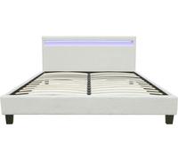 Lit Tissu Bouclette Avec Led "Maria" 160 X 200 Cm - Crème