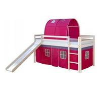 Lit toboggan - avec rideaux et tunnel rose