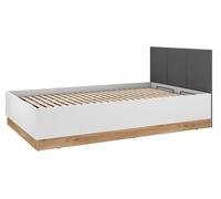Lit Torino Lit Simple 90x200cm Blanc Chêne Castello Graphite Finition Éligible