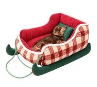 Lit Traîneau de Noël pour Chien Décoration d'intérieur de Repos Douce | Lit Traîneau de Noël pour Chien pour Chats, Chatons, Chiots, Chiens, Chambres, Patios, Terrasses, Balcons