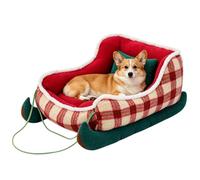 Lit traîneau pour Chien Décoration Saisonnière Mignonne, Douce et Lavable | Canapé-lit traîneau pour animaux domestiques pour Chats, Chatons, Chiots, Chiens, Chambres, Patios, Terrasses, Balcons