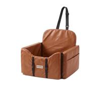 Lit Transport pour Animal avec Attache Harnais Sécurisée Coussin Voiture Rectangulaire avec Mousse Soutien et Rebords Gonflés Siège pour Chien Adapté, Marron, Style to 1