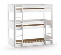 Vipack Lit triple SCOTT 90 x 200 cm 3 couchages en pin blanc