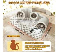 Lit tunnel confortable 3-en-1 pour animaux de compagnie, convient aux chats et aux chiens, avec décoration de cornes de cerf et pendentif boule, convient aux chats, petits chiens, lapins et hamsters, 