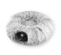 Lit Tunnel Donut pour Chats - Caverne en Peluche 2-en-1 | Lit Chaud pour Le Sommeil du Chat | pour Maîtres d'animaux en Temps Froid : Intérieur, Maison, Bureau, Chambre, Salon, Sommeil et