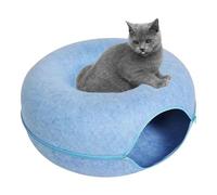Lit tunnel en forme de donut pour chats | Lit rond en feutre résistant aux rayures | Tunnel en forme de donut amovible | Grottes réutilisables avec fermeture éclair pour chats et chatons