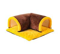 Lit tunnel lapin - Cadre rond pliable, espace de repos en tissu multicouche, point d'accès caché au chemin secret, paroi isolante en peluche épaisse, maison d'écureuil pour furets et