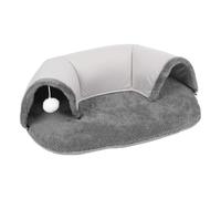 Lit tunnel pour chat - 65 x 49 x 17 cm - Peluche - Grotte pour chat automne hiver avec tunnel - Lit multifonction pour jouer, dormir et se cacher - Meubles douillets pour chat pour le bien-être, la