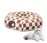 Lit tunnel pour chat - Cave pour chat avec coussin amovible et jouet de balle, espace de jeu interactif pour animaux de compagnie, chaise longue intérieure confortable pour chats, chiots, petits