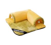 AWHAO Lit Tunnel pour Chat, Entraînement Interactif pour Chat, Centre D'activités pour Chat, Maisonnette pour Lapins, Petits Animaux, Chats Domestiques, Ham, Jaune et Vert, m