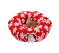 Lit Tunnel pour Chat - Lit Tunnel pour Chat de Noël, Tapis Tunnels pour en Peluche | Nid de en Forme de Beignet de noël, pour en Velours Doux avec Tapis Amovible pour Chatons,