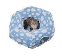 Lit tunnel pour chat - Nid amovible et lavable pour animal de compagnie avec forme de donut doux | Jouet tunnel confortable d'un chaton, chiot, petit chien pour le balcon intérieur, dortoir, hiver