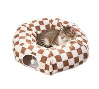 Lit tunnel pour chat - pour animaux de compagnie lavable et amovible avec intérieur en peluche douce, design tunnel pliable pour jouer et se reposer, cachette pour chat