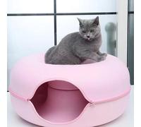 Lit Tunnel pour Chat pour Chats d'intérieur, Tunnel en Forme de Beignet pour Chat,Lit Rond pour en Feutre avec Tunnels en Forme de Beignet Amovibles et Respirants | Grottes Confortables à fermetu