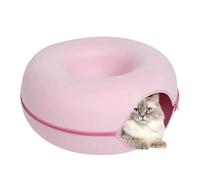 Lit tunnel pour chat pour chats d'intérieur, tunnel en forme de beignet pour chat,Lit rond pour en feutre résistant aux rayures, tunnels à détachables - Grottes confortables à fermeture éclair po