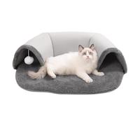 Lit Tunnel pour chats : Cachette spacieuse pour chats, grotte pour chats Peekaboo, grotte pour jeux de chat | grotte douce et douce pour beignets pour chats avec design démonté et lavable en L