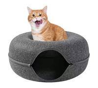 Lit tunnel pour chats d'intérieur, tunnel de beignet pour - Lit rond en feutre respirant et résistant aux rayures, grottes confortables à fermeture éclair, pour