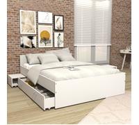 Lit TWIST 140x190 + 2 chevets + 1 tiroir / Blanc