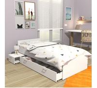 Lit TWIST 90x190 + chevet + tiroir / Blanc