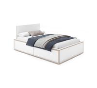 Lit une personne avec tête de lit haute Spaze 140x200cm LxWxH 216x156x41.5cm/with four drawers