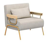 Lit Une Personne Pliable avec Matelas et Accoudoirs Fauteuil Lit 1 Place Convertible avec Dossier Réglable en 6 Positions pour Les Canapés de Salon, Plus Les Lits(Beige,186 * 63 * 30cm)