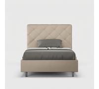 Lit rembourrée avec sommier 120x200 similicuir taupe Priya -