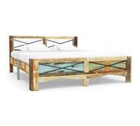 Lit vidaxl 165 x 206 x 76 cm en bois pour 2 personnes de couleur Beige G