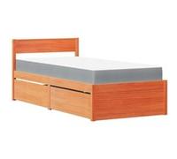 Vidaxl Lit Avec Tiroirs/Matelas Cire Marron 90x190 Cm Bois Massif Pin Marron