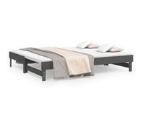 Vidaxl Lit Coulissant Gris 2x(90x200) Cm Bois De Pin Massif Marron
