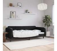 vidaXL Lit de repos 90 x 190 cm Velours sans matelas Noir
