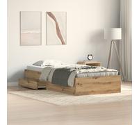 vidaXL Cadre de lit Chêne Artisanal, Bois d'ingénierie, Rangement – 90 x 190 cm