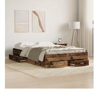 Lit vidaXL avec tiroirs en vieux bois 120x200 cm en bois d'ingénierie 3333969