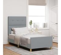 Lit vidaXL Gris clair 90x200 cm Tissu
