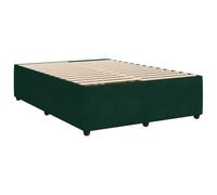 Lit vidaXL Vert Foncé 140x200 cm, Cadre de Lit Plateforme, Rembourré, Velours, Sommier, Meuble de Chambre à Coucher