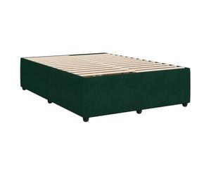 Lit vidaXL Vert Foncé 140x200 cm, Cadre de Lit Plateforme, Rembourré, Velours, Sommier, Meuble de Chambre à Coucher