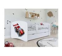 Lit voiture de course blanc babydreams avec un tiroir matelas 140/70