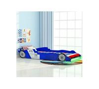 Lit voiture de course pour enfants avec LED 90 x 200 cm Bleu