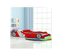 Lit voiture de course pour enfants avec LED 90 x 200 cm Rouge