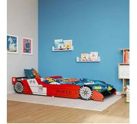 Lit Voiture De Course Pour Enfants 90 X 200 Cm Rouge Multicolore
