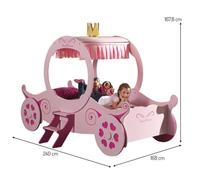 Lit Voiture - Dream Tree - Coche Princesse - Rose - 90x200 cm