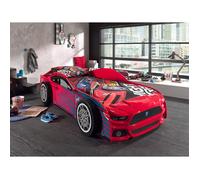 Lit voiture - VIPACK - Modèle Panther - 90x200 cm - Rouge - Sommier inclus