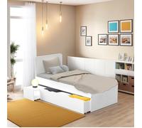 Lit ZENIA 90x190 + 1 chevet + 1 tiroir / Blanc